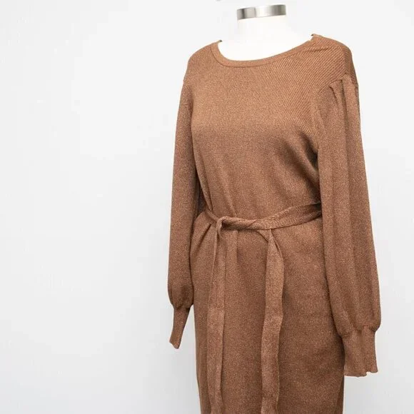 calvin klein brown sweater dress Calvin Klein Sleeveless Turtleneck Brown Knit Sweater Dress Size S SKU   Designers On A Dime